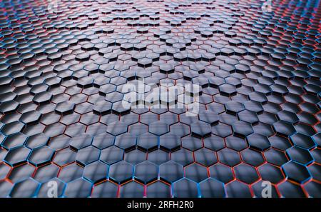 Fond 3D abstrait avec hexagone de couleur, fond de technologie moderne avec des hexagones extrudés Banque D'Images