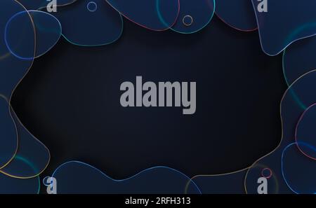 Fond d'écran abstrait 3d avec des formes incurvées en verre avec des bords holographiques au néon irisé irisé d'émetteur de lumière coloré Banque D'Images