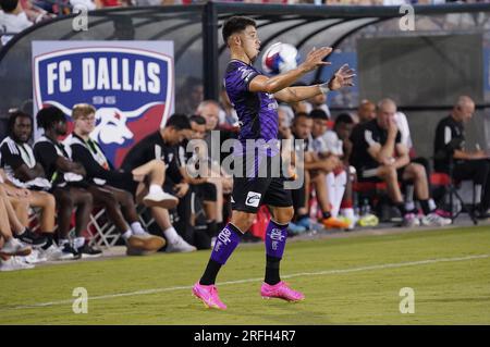 Frisco, États-Unis. 02 août 2023. 2 août 2023, Frisco, Texas, États-Unis : Bryan Colula de Mazatlan en action lors du match de coupe des ligues entre le FC Dallas et Mazatlan joué au Toyota Stadium le mercredi 2 août 2023 à Frisco, Texas, États-Unis (photo de Javier Vicencio/Eyepix Group) crédit : EYEPIX Group/Alamy Live News Banque D'Images