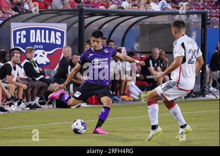 Frisco, États-Unis. 02 août 2023. 2 août 2023, Frisco, Texas, États-Unis : Bryan Colula de Mazatlan en action lors du match de coupe des ligues entre le FC Dallas et Mazatlan joué au Toyota Stadium le mercredi 2 août 2023 à Frisco, Texas, États-Unis (photo de Javier Vicencio/Eyepix Group) crédit : EYEPIX Group/Alamy Live News Banque D'Images