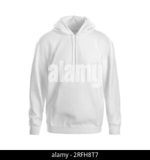 Blank Front View Hoodie maquette blanche forme naturelle mannequin invisible isolé sur un fond blanc Banque D'Images