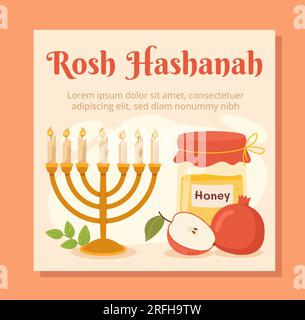 Concept de vecteur de bannière Rosh Hashanah Illustration de Vecteur