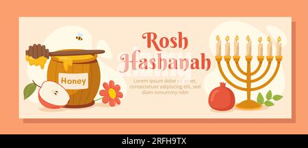 Concept de vecteur de bannière Rosh Hashanah Illustration de Vecteur