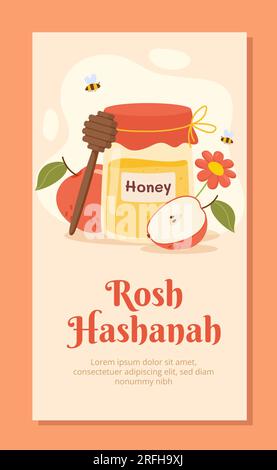 Concept de vecteur de bannière Rosh Hashanah Illustration de Vecteur