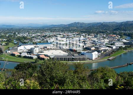 Surplombant la ville de Gisborne, Nouvelle-Zélande depuis Kaiti Hill Banque D'Images