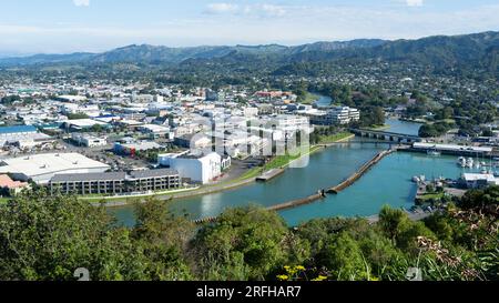 Surplombant la ville de Gisborne, Nouvelle-Zélande depuis Kaiti Hill Banque D'Images