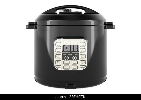 Noir Multicuiseur automatique, rendu 3D isolé sur fond blanc Banque D'Images
