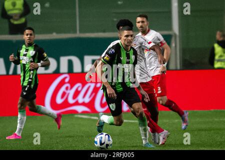 Belo Horizonte, Brésil. 03 août 2023. MG - BELO HORIZONTE - 03/08/2023 - COPA SUL-AMERICANA 2023, AMERICA-MG X BRAGANTINO - joueur de Marlon America-MG lors d'un match contre Bragantino au stade Independencia pour le championnat Copa Sudamericana 2023. Photo : Fernando Moreno/ crédit : AGIF/Alamy Live News Banque D'Images