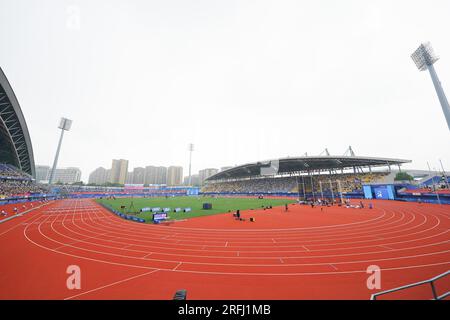 Shuangliu Sports Centre Stadium, Chengdu, Chine. 3 août 2023. Vue générale, 3 AOÛT 2023 - Athlétisme : Jeux mondiaux universitaires de la FISU 2021 à Chengdu Sports Centre Stadium de Shuangliu, Chengdu, Chine. Crédit : AFLO SPORT/Alamy Live News Banque D'Images
