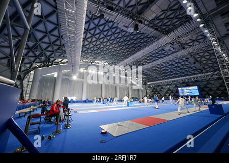 Shuangliu Sports Centre Stadium, Chengdu, Chine. 3 août 2023. Vue générale, 3 AOÛT 2023 - Escrime : Jeux mondiaux universitaires de la FISU 2021 à Chengdu Sports Centre Stadium de Shuangliu, Chengdu, Chine. Crédit : AFLO SPORT/Alamy Live News Banque D'Images