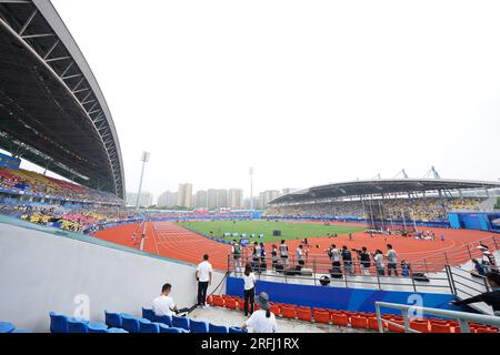 Shuangliu Sports Centre Stadium, Chengdu, Chine. 3 août 2023. Vue générale, 3 AOÛT 2023 - Athlétisme : Jeux mondiaux universitaires de la FISU 2021 à Chengdu Sports Centre Stadium de Shuangliu, Chengdu, Chine. Crédit : AFLO SPORT/Alamy Live News Banque D'Images
