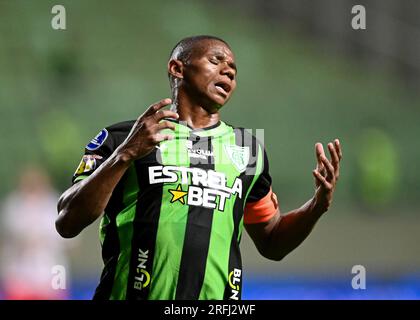 Belo Horizonte, Brésil. 03 août 2023. Juninho d'Amérique Mineiro, lors du match entre America Mineiro et Red Bull Bragantino, pour la première étape du tour 16 de la Copa Conmebol Sul-Americana 2023, au stade Arena Independencia, à Belo Horizonte, Brésil, le 03 août. Photo : Gledston Tavares/DiaEsportivo/Alamy Live News crédit : DiaEsportivo/Alamy Live News Banque D'Images