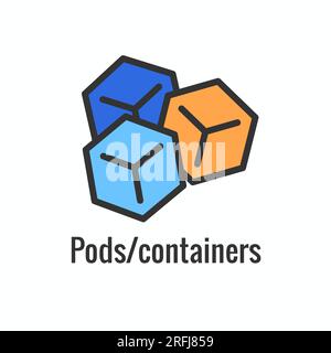 Icône de l'environnement de développement de Kubernetes montrant les avantages Illustration de Vecteur
