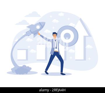 Croissance de carrière, notation des performances, capital intellectuel, efficacité des employés, défi et réussite de l'entreprise, système de notation des postes, vecteur plat Illustration de Vecteur