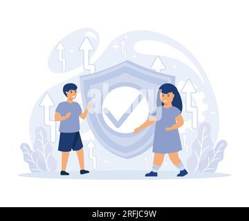 concept de questions familiales et sociales, relation familiale, aider les enfants, problème familial, illustration moderne vectorielle plate Illustration de Vecteur