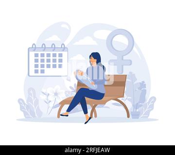 Questions d ' égalité des sexes dans l ' éducation des enfants. Tendances dans le partage des soins aux enfants en bas âge, congé de maternité, illustration moderne vectorielle plate Illustration de Vecteur