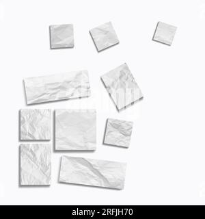 Maquette d'affiche vide papier blanc écrasé. Modèle blanc d'affiche publicitaire vierge avec ombre Banque D'Images