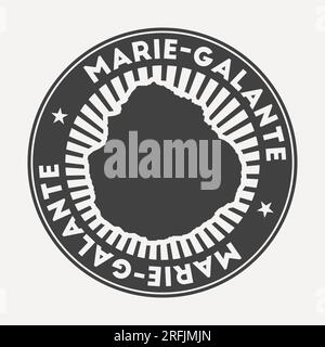 Logo Marie-Galante rond. Badge de voyage vintage avec le nom circulaire et la carte de l'île, illustration vectorielle. Peut être utilisé comme insigne, logotype, étiquette Illustration de Vecteur