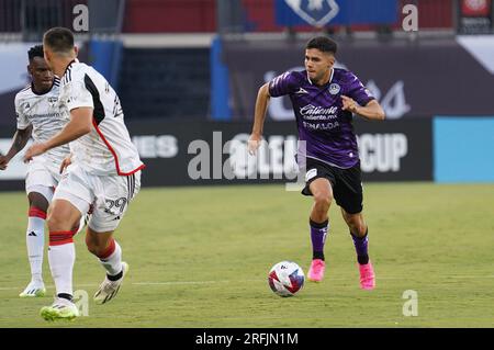 Frisco, États-Unis. 02 août 2023. Frisco, Texas, États-Unis : Alan Medina de Mazatlan en action lors du match de la coupe des ligues entre le FC Dallas et Mazatlan a joué au Toyota Stadium le mercredi 2 août 2023. ((photo de Javier Vicencio/Eyepix Group/Sipa USA) crédit : SIPA USA/Alamy Live News Banque D'Images