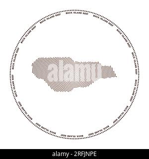 Logo rond Buck Island Reef. Forme de style numérique de Buck Island Reef en cercle pointillé avec le nom de l'île. Icône technique avec des points dégradés. Superbe vecteur Illustration de Vecteur