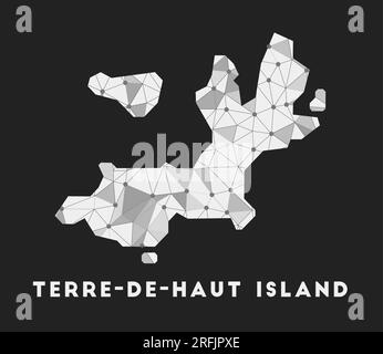 Terre-de-Haut Island - carte du réseau de communication. Terre-de-Haut Island design géométrique tendance sur fond sombre. Technologie, Internet, réseau, télé Illustration de Vecteur