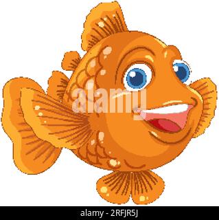 Un poisson rouge joyeux de dessin animé isolé sur un fond blanc Illustration de Vecteur