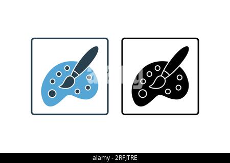 Icône Pinceau et Palette. icône associée à la peinture. tableau de mélange de différentes couleurs. style d'icône solide. Conception vectorielle simple modifiable Illustration de Vecteur