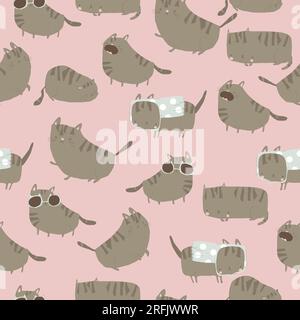 Motif sans couture avec des chatons mignons sur fond rose Illustration de Vecteur