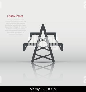 Icône de tour électrique de style plat.Illustration du vecteur de la centrale électrique sur fond blanc isolé.Concept commercial du panneau haute tension. Illustration de Vecteur