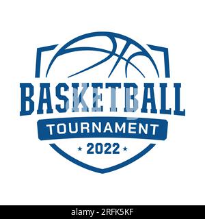 Logo du championnat de basket-ball. Conception graphique pour t-shirt et supports imprimés. Vecteur et illustration. Illustration de Vecteur