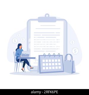 Concept abstrait de préparation fiscale. Impôt sur les sociétés, revenu imposable, exercice financier, préparation de documents, planification des paiements, comptabilité d'entreprise, vect. plat Illustration de Vecteur