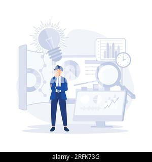 Concept de Business Intelligence, analyse de données d'entreprise, prise de décision basée sur les données, illustration moderne vectorielle plate Illustration de Vecteur