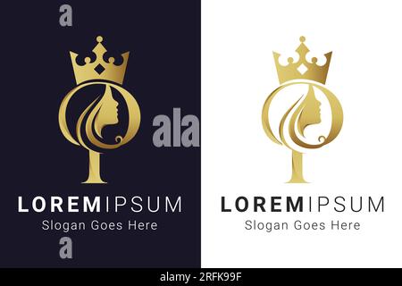 Lettre initiale de luxe P avec logo Beauty face Design lettre P avec logo couronne Queen face lettre royale P Illustration de Vecteur