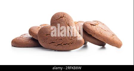 Biscuits en forme de coeur isolés sur le fond blanc. Banque D'Images