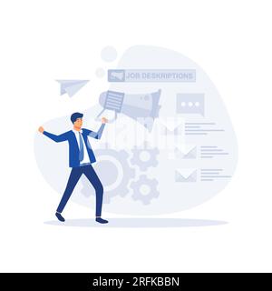 Description du poste, Un document qui décrit les responsabilités d'un poste, illustration moderne vectorielle plate Illustration de Vecteur