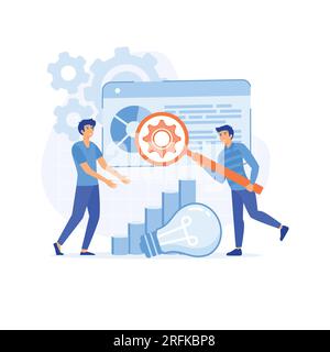 Ciblage SEO et concept de performance. Personnes analysant les tendances du marché et planifiant l'optimisation seo. illustration moderne vectorielle plate Illustration de Vecteur