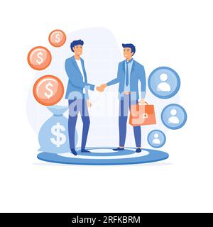 Service de marketing professionnel, marketing d'affiliation, réseautage mondial, illustration moderne vectorielle plate Illustration de Vecteur