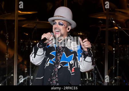 Toronto, Canada. 01 août 2023. Boy George, chanteur principal du groupe anglais New wave, Culture Club, se produisant lors d'un spectacle à guichets fermés au Budweiser Stage à Toronto. Crédit : SOPA Images Limited/Alamy Live News Banque D'Images