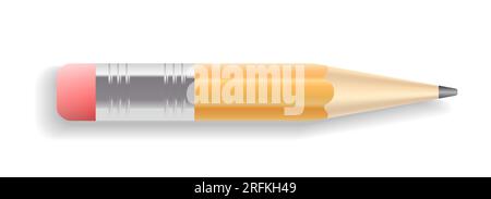 Crayon à dessin réaliste avec extrémité en caoutchouc Élément de conception graphique détaillé affiné. Illustration vectorielle isolée sur fond blanc Illustration de Vecteur