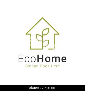 ECO Home logo Design Home avec logo Leaf Illustration de Vecteur