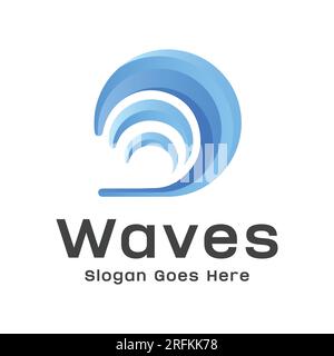Conception de logo 3D Water Wave Illustration de Vecteur
