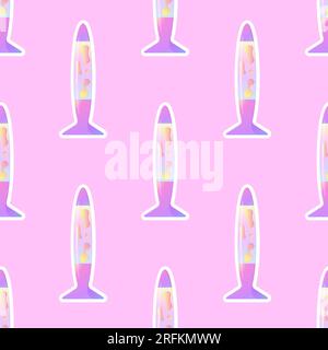 Y2K , modèle sans couture 2000e 90e lampe à lave .illustration vectorielle holographique Illustration de Vecteur