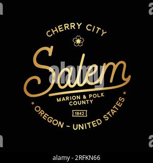 Salem, Oregon. Cherry City. Modèle de conception vectorielle. Illustration de Vecteur