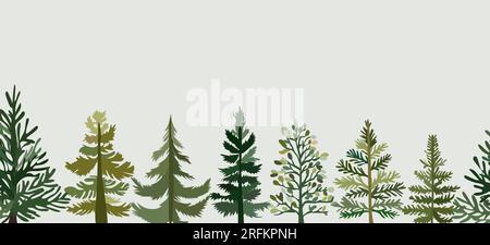 Collection vectorielle d'arbres de Noël. Décor d'hiver minimal avec des arbres verts. Symboles de Noël parfaits pour le web, bannière, carte. Vecteur. Illustration de Vecteur