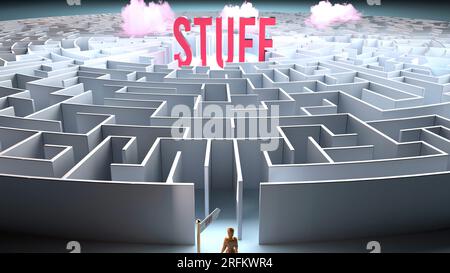 Une personne vulnérable devant un gros obstacle et un défi pour trouver un chemin vers les choses. Une lutte pour traverser un labyrinthe de difficultés et de problèmes Banque D'Images