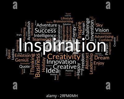 Concept d'arrière-plan Word Cloud pour l'inspiration. Innovation créative, intelligence imagination idée de vision d'entreprise. illustration vectorielle. Illustration de Vecteur