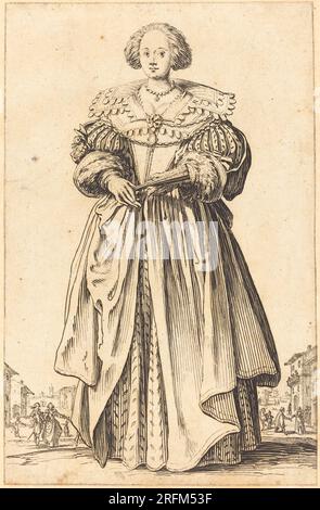 'Jacques Callot, Noble femme avec éventail, c. 1620/1623, gravure, Collection Rosenwald, 1949.5,406' Banque D'Images