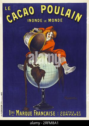 Le cacao Poulain inonde le monde - Publicité chocolat français - oeuvre Leonetto Cappiello, c 1911 Banque D'Images