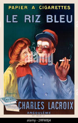 Le riz Bleu papier A cigarettes, France 1913 - affiche publicitaire vintage de Leonetto Cappiello Banque D'Images