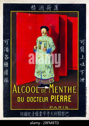 Alcool de menthe du Docteur Pierre de la Faculté de médecine de Paris - Publicité alcool menthe - Leonetto Cappiello Artwork, début des années 1900 Banque D'Images